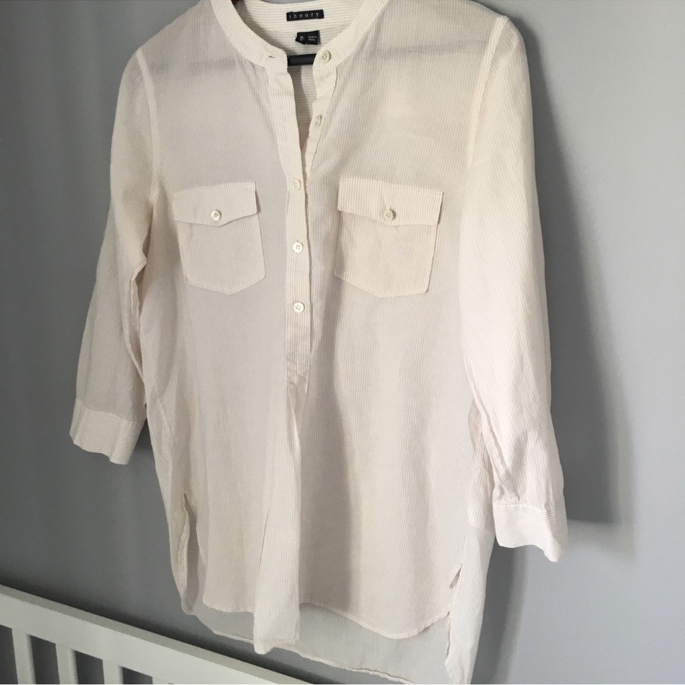 Theory White Button-Up Blouse - Picture 2 of 8